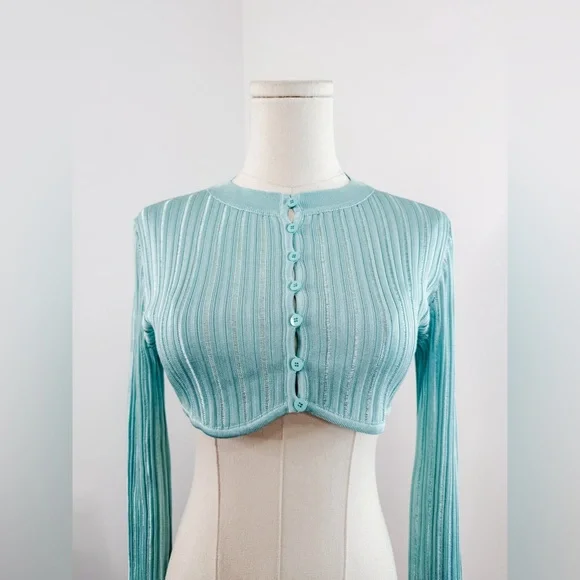 Alaia Rib-Knit Rounded Crop Cardigan - Picture 6 of 14